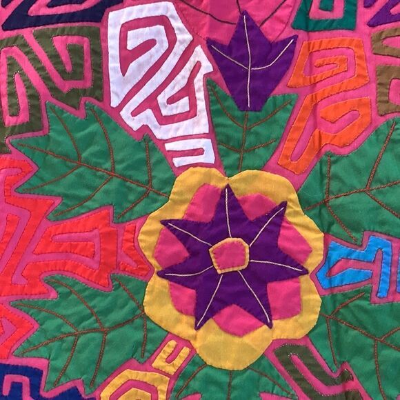 Mumu Caftan Lounge Dress Hand Appliquéd Exquisite Pink Birds - Picture 7 of 14